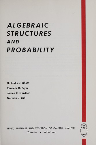 Cover for Algebraic structures and probability