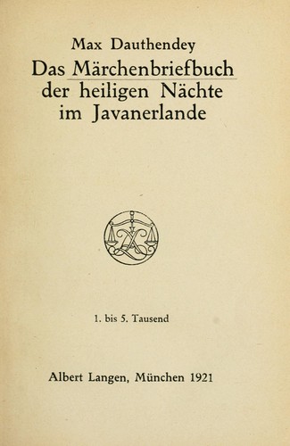 Cover for Das märchenbriefbuch der heiligen nächte im Javanerlande.
