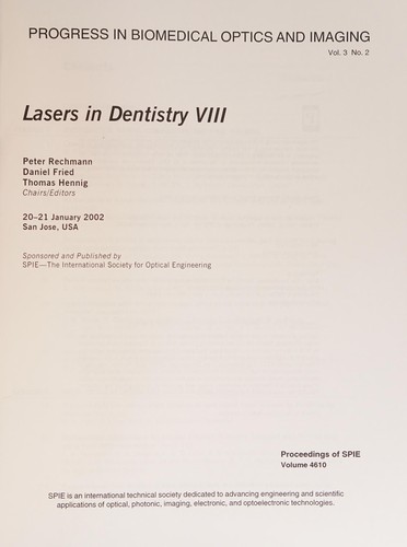 Cover for Lasers in dentistry VIII