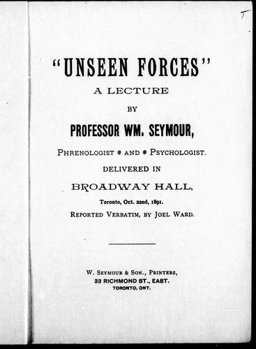 Cover for " Unseen forces"