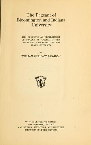 Cover for The pageant of Bloomington and Indiana University