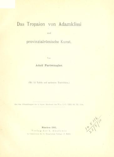 Cover for Tropaion von Adamklissi und provinzialromische Kunst.
