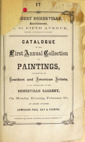 Cover for Catalogue of the first annual collection of paintings contributed by resident and American artists