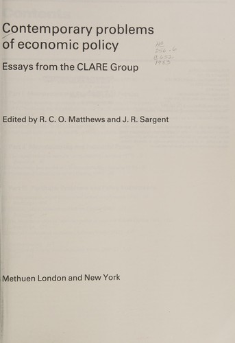 Cover for Contemporary problems of economic policy