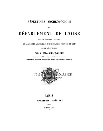 Cover for Répertoire archéologique du départment de l'Oise: rédigé sous les auspices de la Société ...