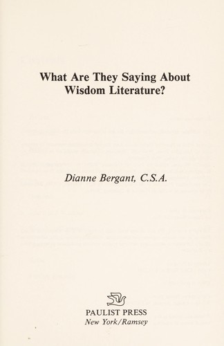 Cover for What are they saying about wisdom literature?