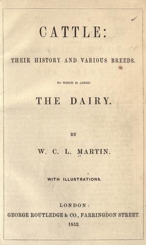 Cover for Cattle: their history and various breeds.