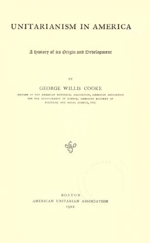 Cover for Unitarianism in America