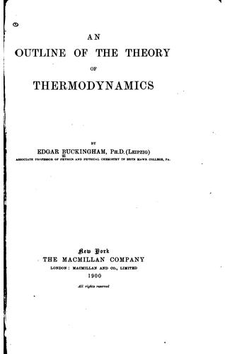 Cover for An outline of the theory of thermodynamics