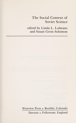 Cover for The Social context of Soviet science