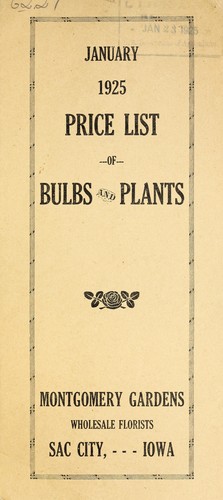 Cover for January 1925 price list of bulbs and plants
