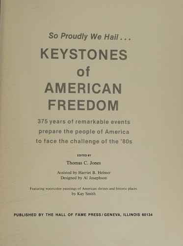 Cover for So proudly we hail-- keystones of American freedom