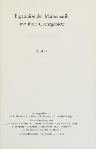 Cover for Algebren (Ergebnisse der Mathematik und ihrer Grenzgebiete. 2. Folge) (German Edition)