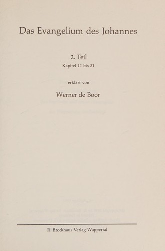 Cover for Wuppertaler Studienbibel, NT, Sonderausgabe, Bd.5, Das Evangelium des Johannes