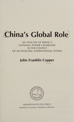 Cover for China's Global Role
