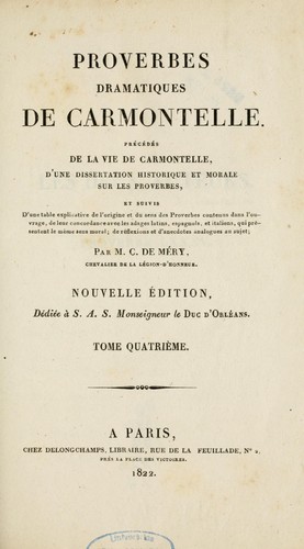 Cover for Proverbes dramatiques de Carmontelle