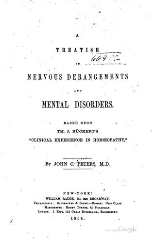 Cover for A treatise on nervous derangements and mental disorders.