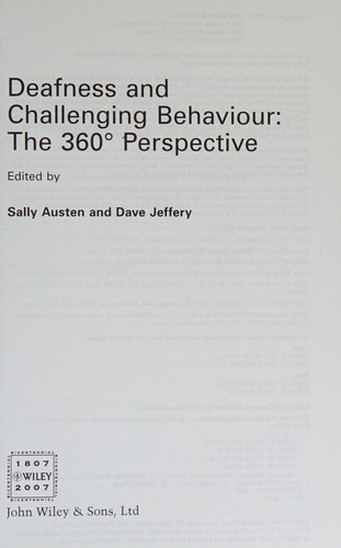 Cover for Deafness and challenging behaviour