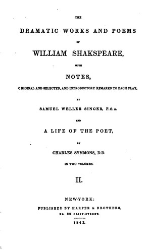 Cover for The Dramatic Works and Poems of William Shakspeare in Two Volumes