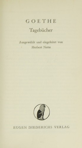 Cover for Goethe Tagebucher