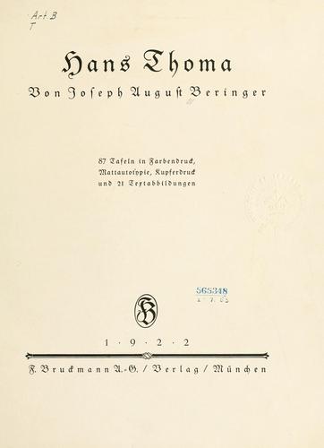 Cover for Hans Thoma.