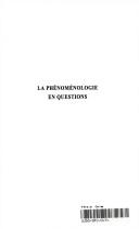 Cover for La phénoménologie en questions