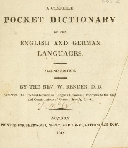 Cover for complete pocket dictionary of the English and German languages