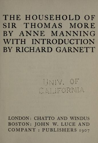 Cover for The household of Sir Thomas More
