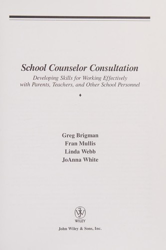 Cover for School counselor consultation