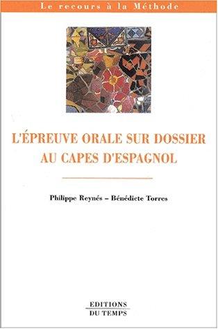 Cover for Epreuve orale sur dossier capes d'espagnol