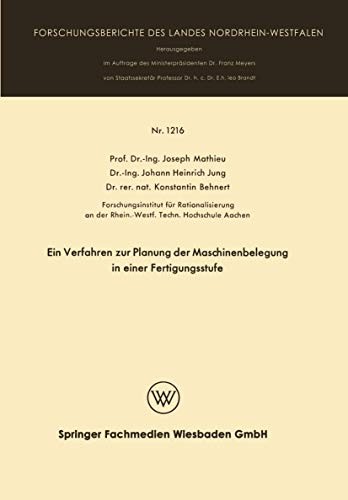 Cover for Ein Verfahren zur Planung der Maschinenbelegung in einer Fertigungsstufe