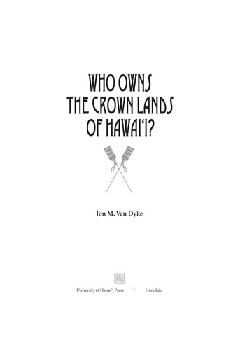 Cover for Who owns the Crown lands of Hawaii?