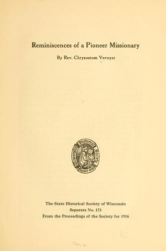 Cover for Reminscences of a pioneer missionary
