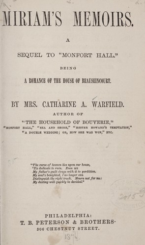 Cover for Miriam's memoirs.