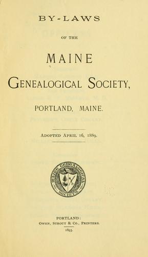 Cover for By-laws of the Maine genealogical society, Portland, Maine.