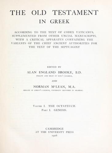 Cover for The Old Testament in Greek, according to the text of Codex Vaticanus