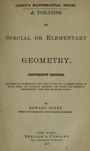 Cover for treatise on special or elementary geometry