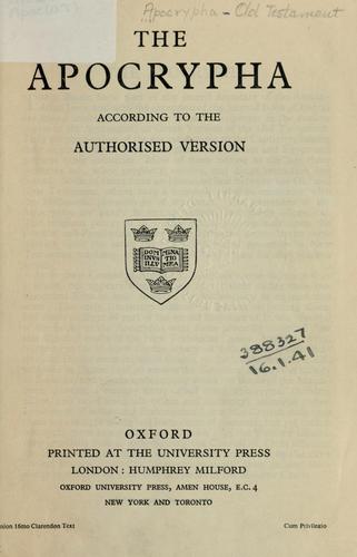 Cover for The Apocrypha according to the Authorised Version
