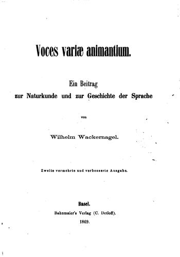 Cover for Voces variae animantium