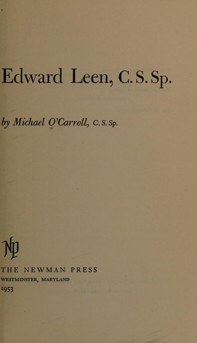 Cover for Edward Leen, C.S. Sp.