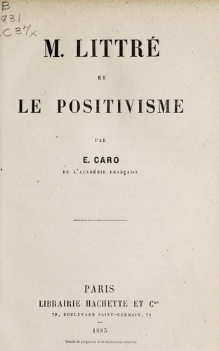 Cover for M. Littré et le positivisme