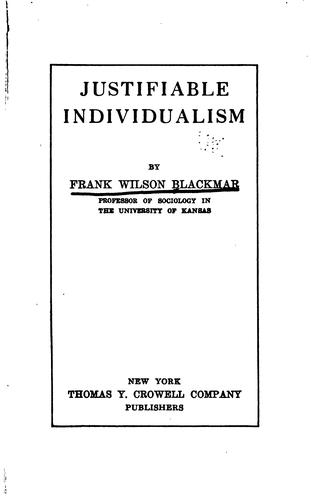 Cover for Justifiable individualism