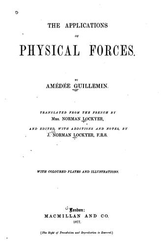 Cover for The applications of physical forces.