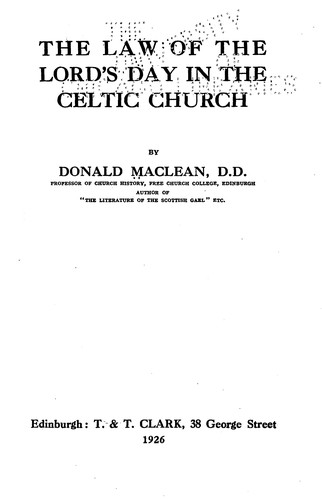 Cover for The law of the Lord's Day in the Celtic church