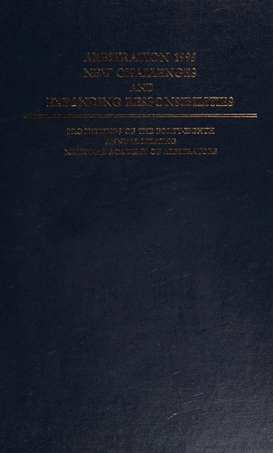 Cover for Arbitration 1995 - New Challenges and Expanding Responsibilities