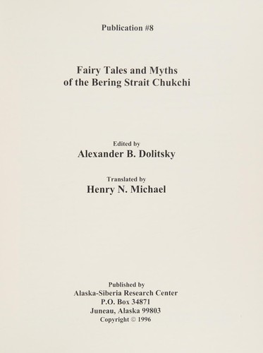 Cover for Fairy Tales and Myths of the Bering Strait Chukchi (Publication)