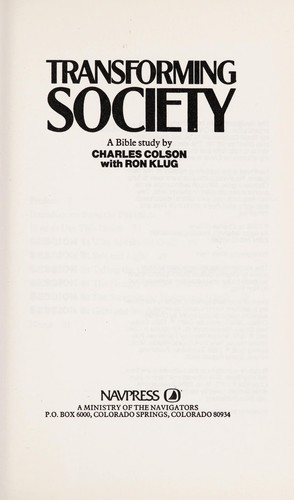Cover for Transforming Society