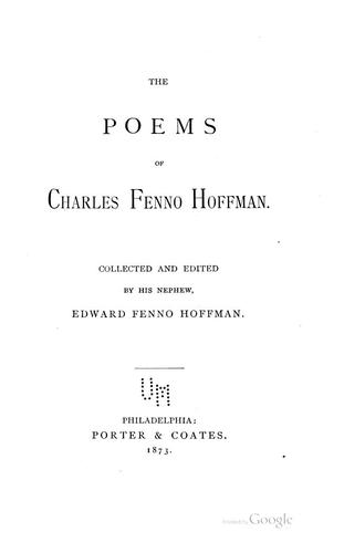 Cover for The Poems of Charles Fenno Hoffman