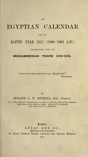 Cover for An Egyptian calendar