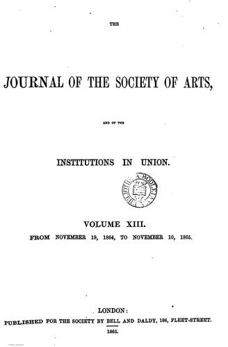 Cover for Journal of the Society of Arts